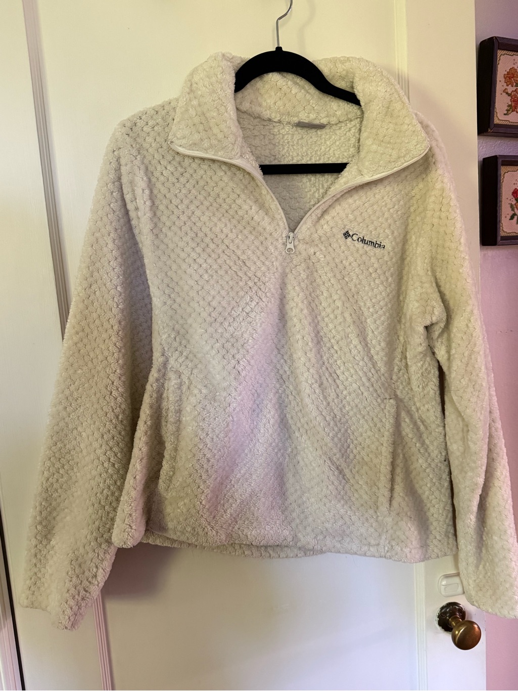 Columbia Cream Quarterzip Fleece Jacket